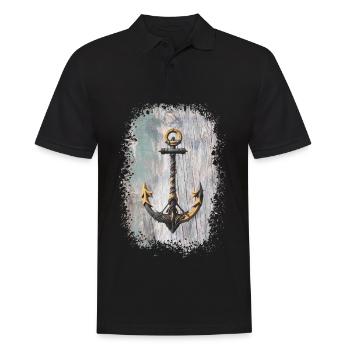 Anker Tattoo Seilkunst - Männer Poloshirt - Schwarz - Vorne - Kai (181cm)