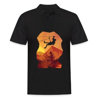 Hängender Kletterer - Männer Poloshirt - Schwarz - Vorne - Kai (181cm)