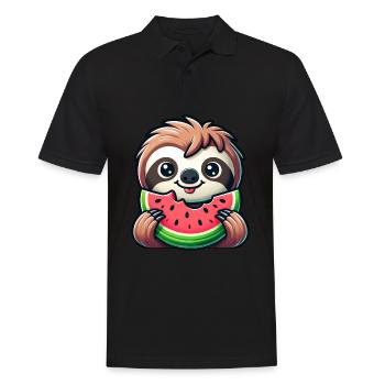 Faultier Sommerfrucht Melone - Männer Poloshirt - Schwarz - Vorne - Kai (181cm)