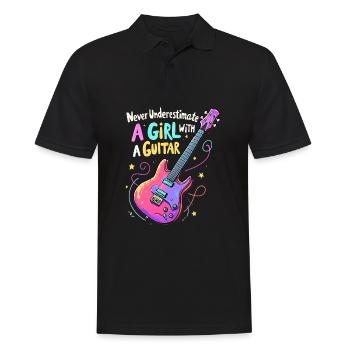 Fille avec la puissance de la guitare - Polo Homme - noir - Devant - Kai (181cm)