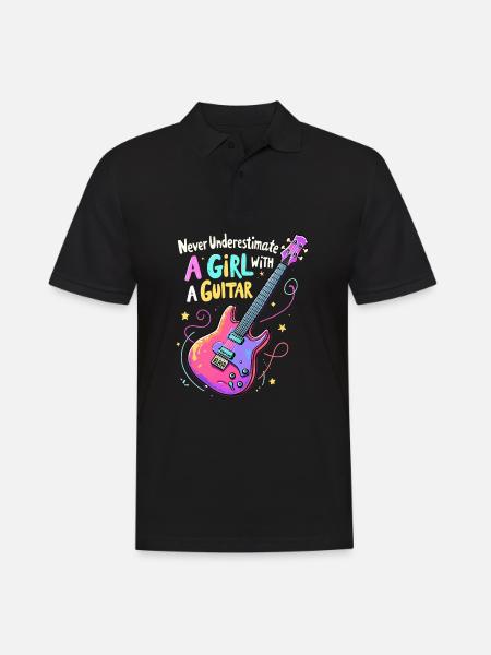 Girl with Guitar Power - Men's Polo Shirt - black