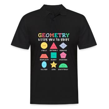 Formes géométriques avec des dictons positifs - Polo Homme - noir - Devant - Kai (181cm)