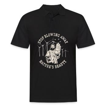 Jesus Against Wind Energy - Protect Natures Beauty - Men's Polo Shirt - black - Front - Kai (181cm)