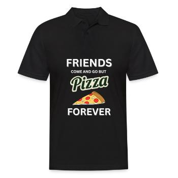 Friends Come and Go But Pizza is Forever - Men's Polo Shirt - black - Front - Kai (181cm)