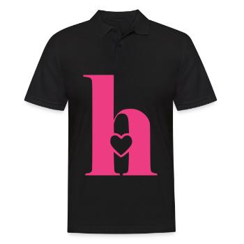 Buchstabe h Anfangsbuchstabe mit Herz - Männer Poloshirt - Schwarz - Vorne - Kai (181cm)