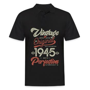 1945 anniversaire vintage Né 1945 - Polo Homme - noir - Devant - Kai (181cm)