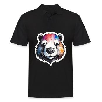 Biber Cool und Cool bunte Aquarelle - Männer Poloshirt - Schwarz - Vorne - Kai (181cm)