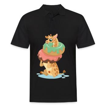 Süße Giraffe Donut Essen Zoo Safari Tier Geschenk - Männer Poloshirt - Schwarz - Vorne - Kai (181cm)