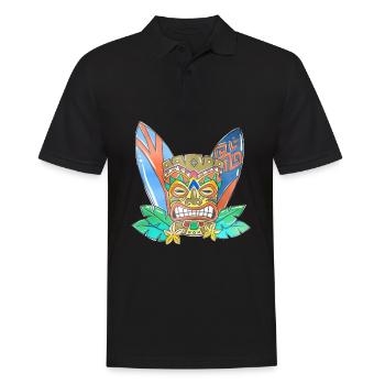 TIKI Ancestor God Figure Surf Boards 1 - Men's Polo Shirt - black - Front - Kai (181cm)