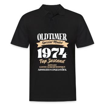 Oldtimer Spezial Model Gepflegt Top Jahrgang 1974 - Männer Poloshirt - Schwarz - Vorne - Kai (181cm)