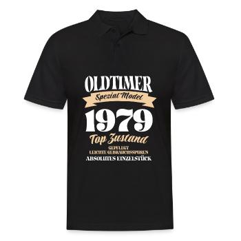 Oldtimer Spezial Model Gepflegt Top Jahrgang 1979 - Männer Poloshirt - Schwarz - Vorne - Kai (181cm)