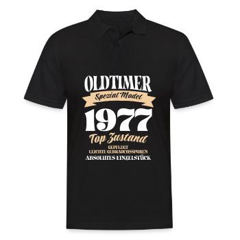 Oldtimer Spezial Model Gepflegt Top Jahrgang 1977 - Männer Poloshirt - Schwarz - Vorne - Kai (181cm)
