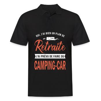 retraite retraité cadeau retraite camping car - Polo Homme - noir - Devant - Kai (181cm)