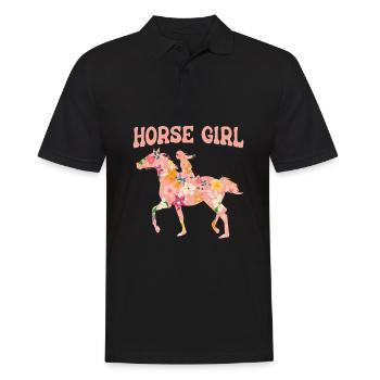 Pferd Reiter Reitsport Reiten - Männer Poloshirt - Schwarz - Vorne - Kai (181cm)