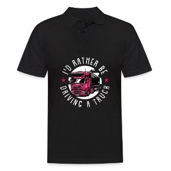 LKW Fahrerin - Männer Poloshirt - Schwarz - Vorne - Kai (181cm)