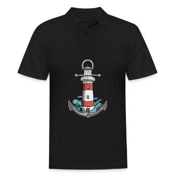 Leuchtturm - Männer Poloshirt - Schwarz - Vorne - Kai (181cm)