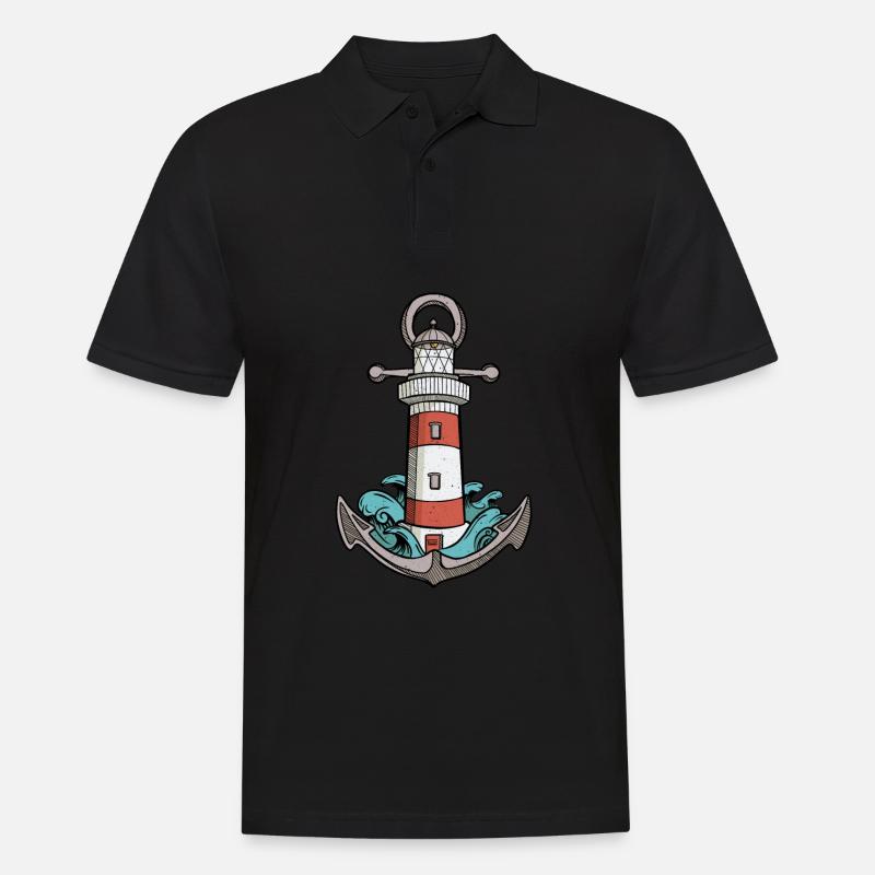Leuchtturm - Männer Poloshirt - Schwarz