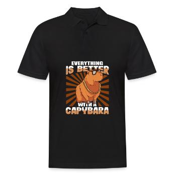 Capybara Wasserschwein Nagetier - Männer Poloshirt - Schwarz - Vorne - Kai (181cm)