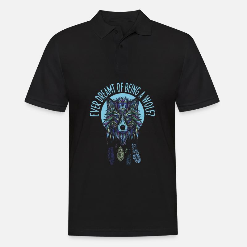 Wolf - Männer Poloshirt - Schwarz