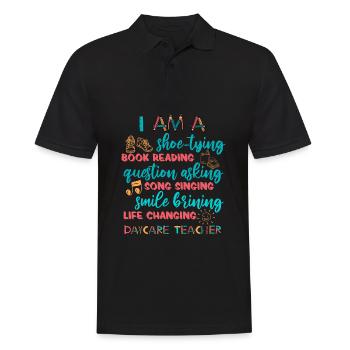 Enseignante de maternelle Assistante maternelle Éducatrice - Polo Homme - noir - Devant - Kai (181cm)