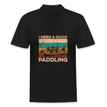 Rafting Wildwasser Kanu Kajak - Männer Poloshirt - Schwarz - Vorne - Kai (181cm)