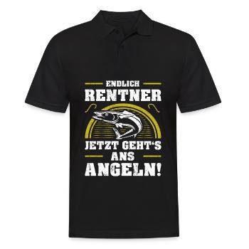 Endlich Rentner Pensionierung Rente Angler Angeln - Männer Poloshirt - Schwarz - Vorne - Kai (181cm)