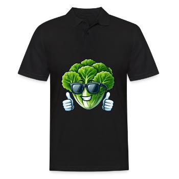 Cooler veganer Salat mit Sonnenbrille Vegetarisch - Männer Poloshirt - Schwarz - Vorne - Kai (181cm)