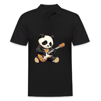 Cool panda guitarist and rocker - Men's Polo Shirt - black - Front - Kai (181cm)