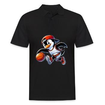 Funny Penguin Basketball Player Comic Cartoon - Men's Polo Shirt - black - Front - Kai (181cm)