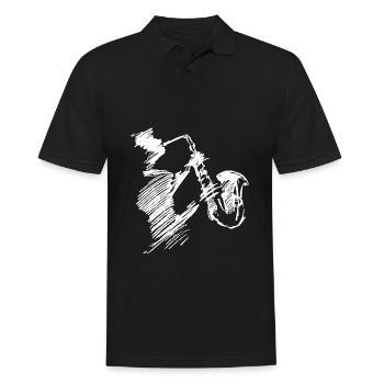 Skizze Saxophon Jazz Musik Sax Player Musiker - Männer Poloshirt - Schwarz - Vorne - Kai (181cm)