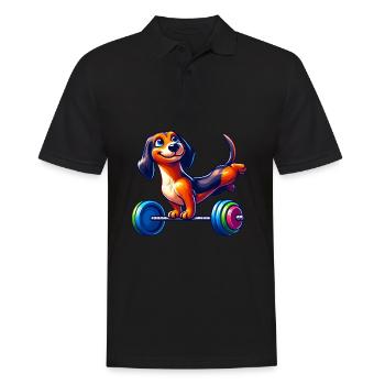 Dackel Handstand Barbell Fitness Training - Männer Poloshirt - Schwarz - Vorne - Kai (181cm)