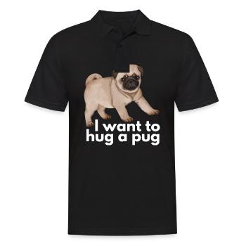 Je veux embrasser un carlin - chien mignon et drôle - Polo Homme - noir - Devant - Kai (181cm)