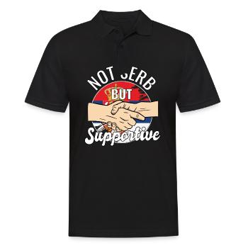 Pas serbe mais un voyageur de pays solidaire Serbie - Polo Homme - noir - Devant - Kai (181cm)