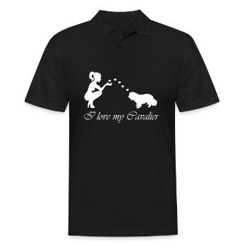 Cavalier King Charles Spaniel mit Frau - Männer Poloshirt - Schwarz - Vorne - Kai (181cm)