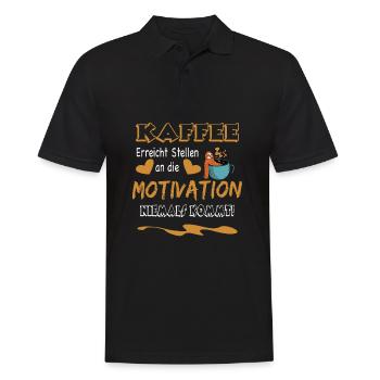 Lustiger Faultier Kaffee Spruch für die Arbeit - Männer Poloshirt - Schwarz - Vorne - Kai (181cm)
