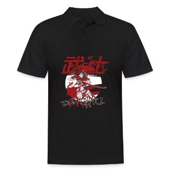 Dämon Girl Schwertmeister Ninja in Anime Style - Männer Poloshirt - Schwarz - Vorne - Kai (181cm)