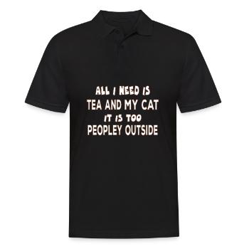 All I Need Is A Tea And My Cat Funny Saying - Men's Polo Shirt - black - Front - Kai (181cm)
