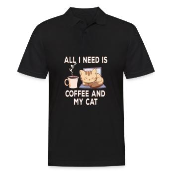 All I Need Is A Coffee And My Cat Funny Saying - Men's Polo Shirt - black - Front - Kai (181cm)