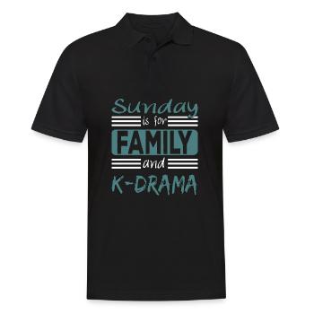 Sunday is for family and K-Drama Spruch - Men's Polo Shirt - black - Front - Kai (181cm)