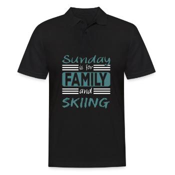 Sunday is for family and Skiing Spruch - Männer Poloshirt - Schwarz - Vorne - Kai (181cm)