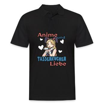 Anime und Tassenkuchen Liebe Kuchen Backen Spruch - Männer Poloshirt - Schwarz - Vorne - Kai (181cm)