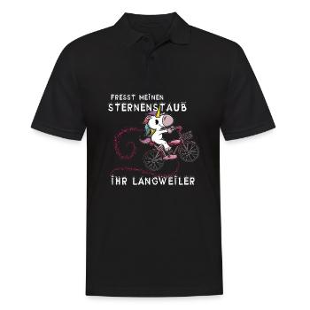 Lustiges Einhorn - fresst meinen Sternenstaub - Männer Poloshirt - Schwarz - Vorne - Kai (181cm)