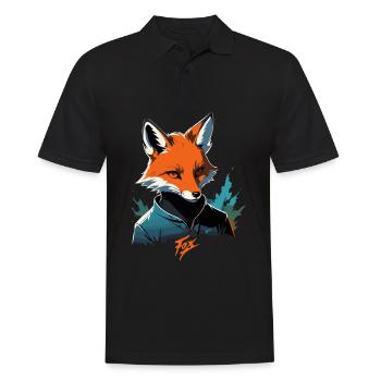 Fox Cartoon Cool Coloré avec Agent De Pull - Polo Homme - noir - Devant - Kai (181cm)
