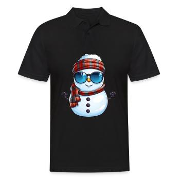 Cool Snowman with Sunglasses Winter Design - Men's Polo Shirt - black - Front - Kai (181cm)