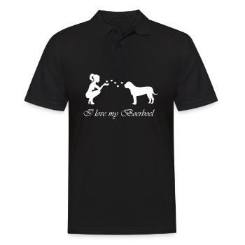 Boerboel mit Frau - Männer Poloshirt - Schwarz - Vorne - Kai (181cm)