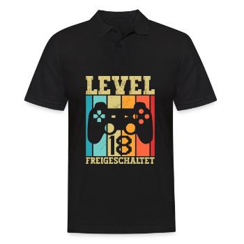 Level 18 Freigeschaltet Geburtstag 18 Jahre alt - Männer Poloshirt - Schwarz - Vorne - Kai (181cm)