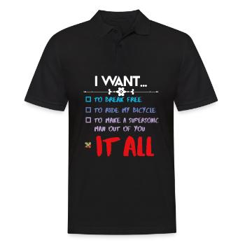 I WANT IT ALL - Men's Polo Shirt - black - Front - Kai (181cm)