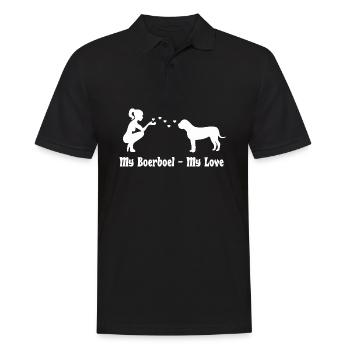 Boerboel mit Frau - Männer Poloshirt - Schwarz - Vorne - Kai (181cm)