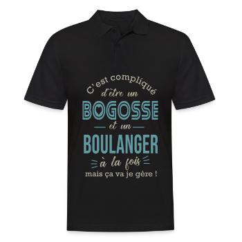 boulanger bogosse Cadeau humour boulanger pain - Polo Homme - noir - Devant - Kai (181cm)