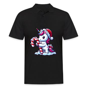 Cute unicorn at Christmas as Santa Claus - Men's Polo Shirt - black - Front - Kai (181cm)